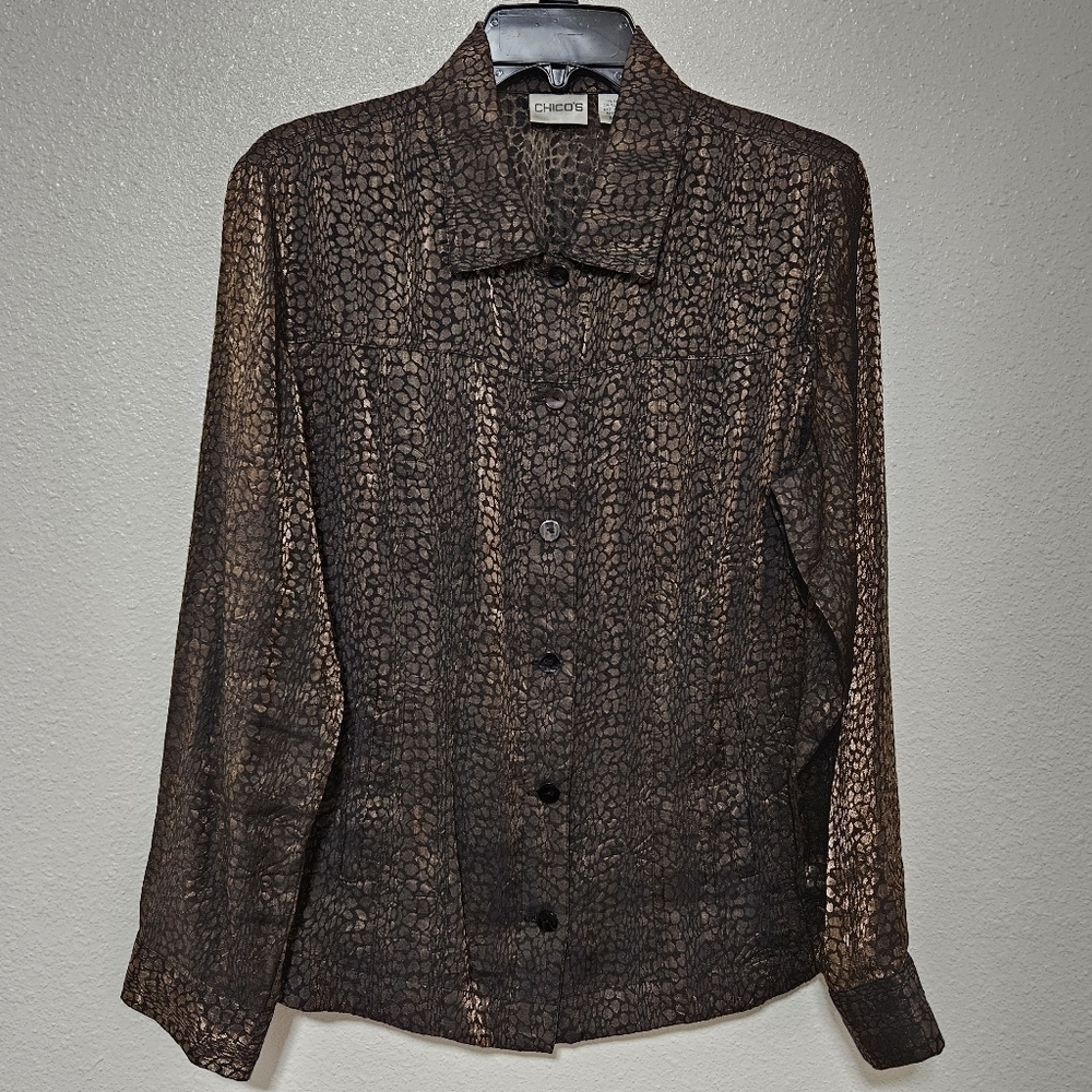 Chico's leopard print shacket size 1 see size chart for conversion